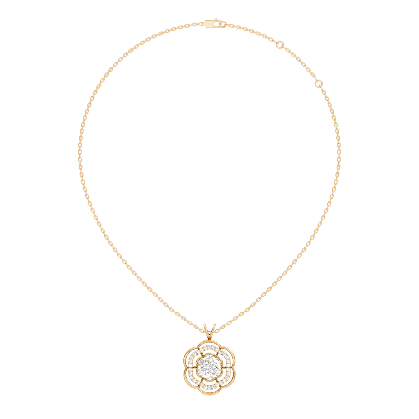 Vintage Round Cut Diamond Pendant Natural & Lab-Grown Diamonds in 18K Gold