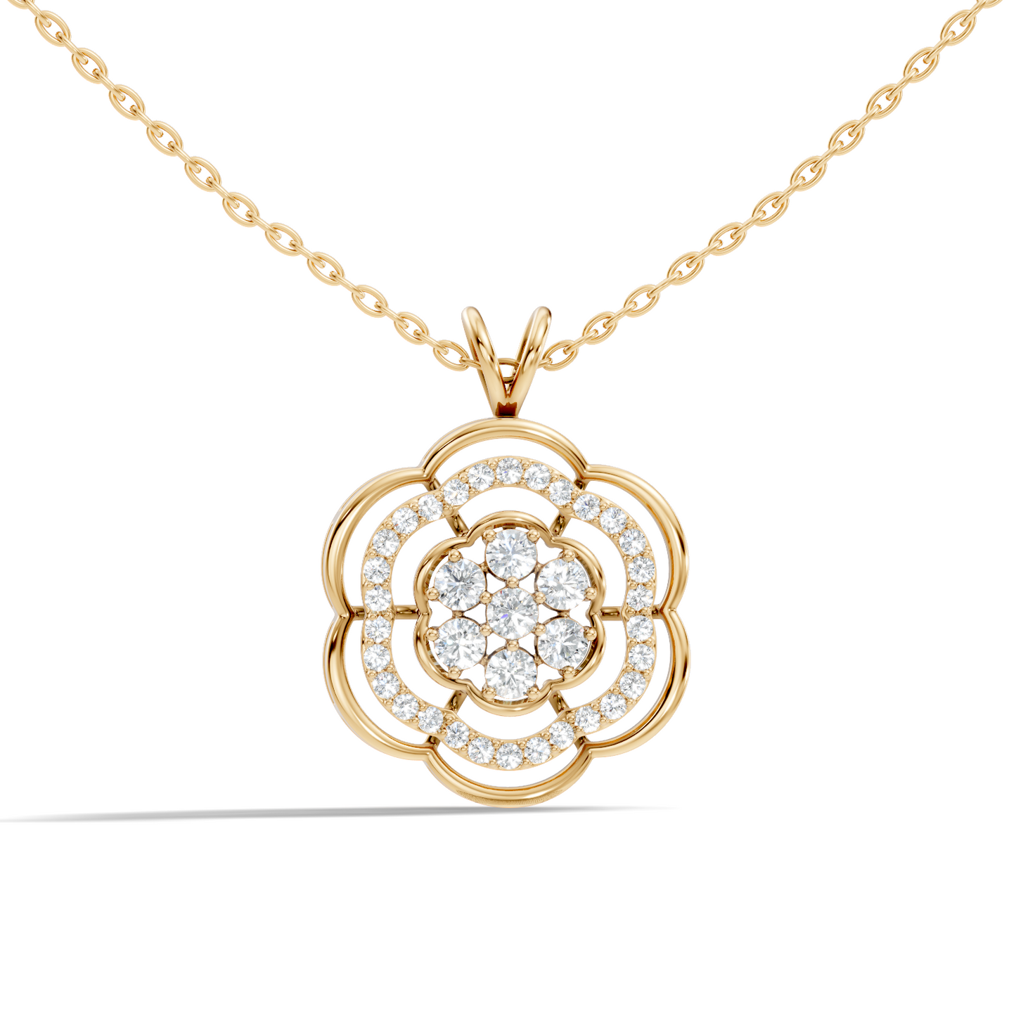 Vintage Round Cut Diamond Pendant Natural & Lab-Grown Diamonds in 18K Gold