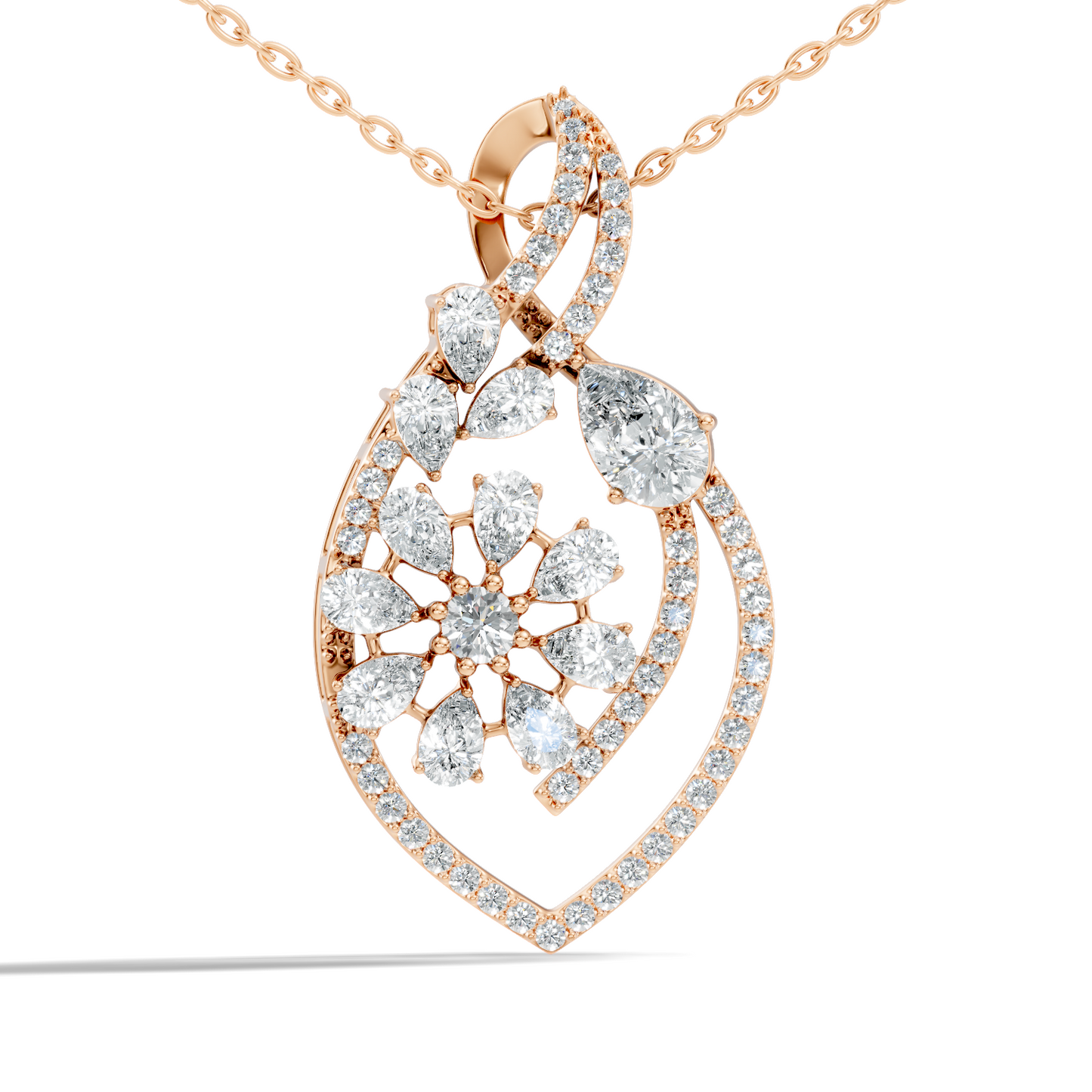 Round And Pear Cut 2.20 Ct Labgrown Diamond Pendant Vintage Jewelry Gift For Women