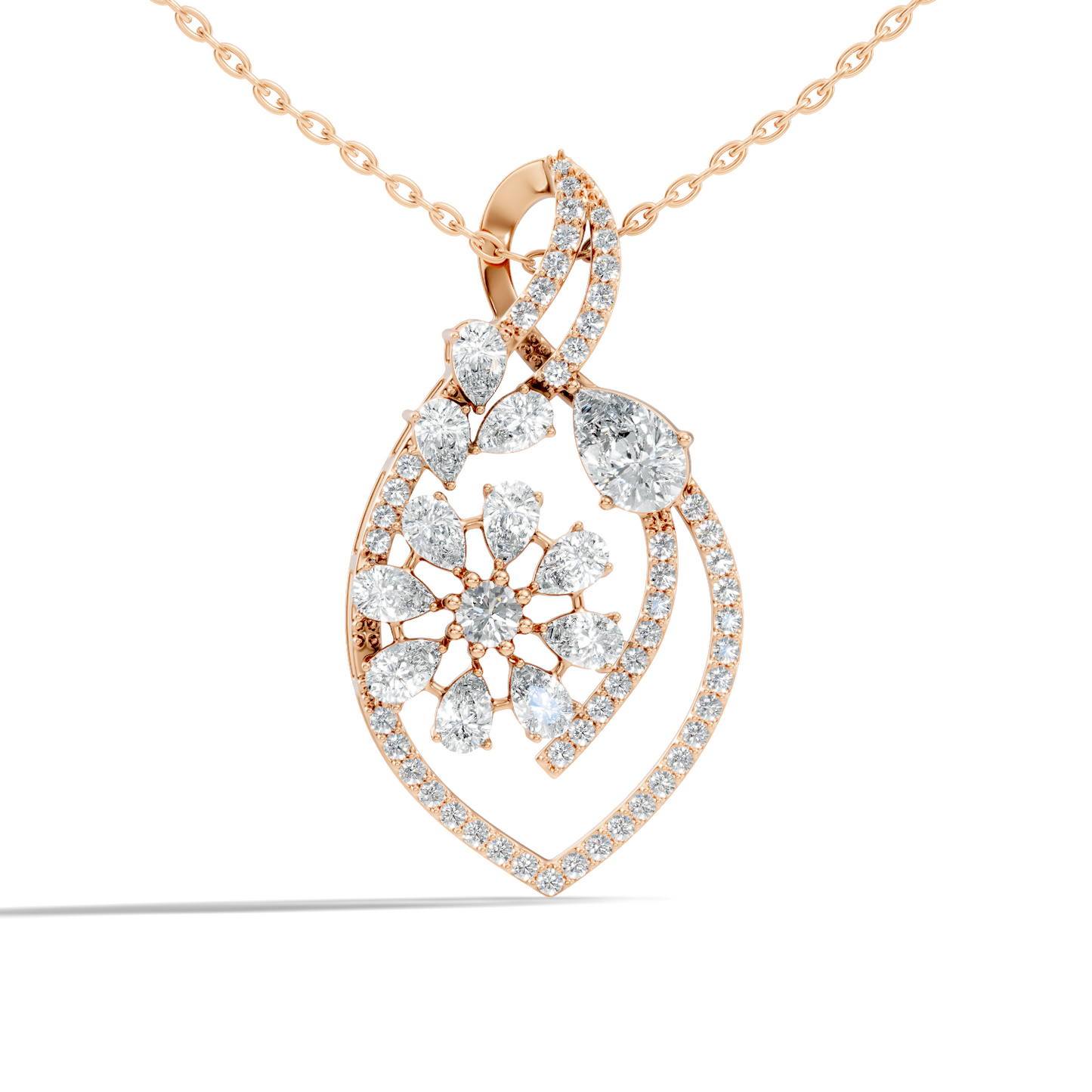 Round And Pear Cut 2.20 Ct Labgrown Diamond Pendant Vintage Jewelry Gift For Women