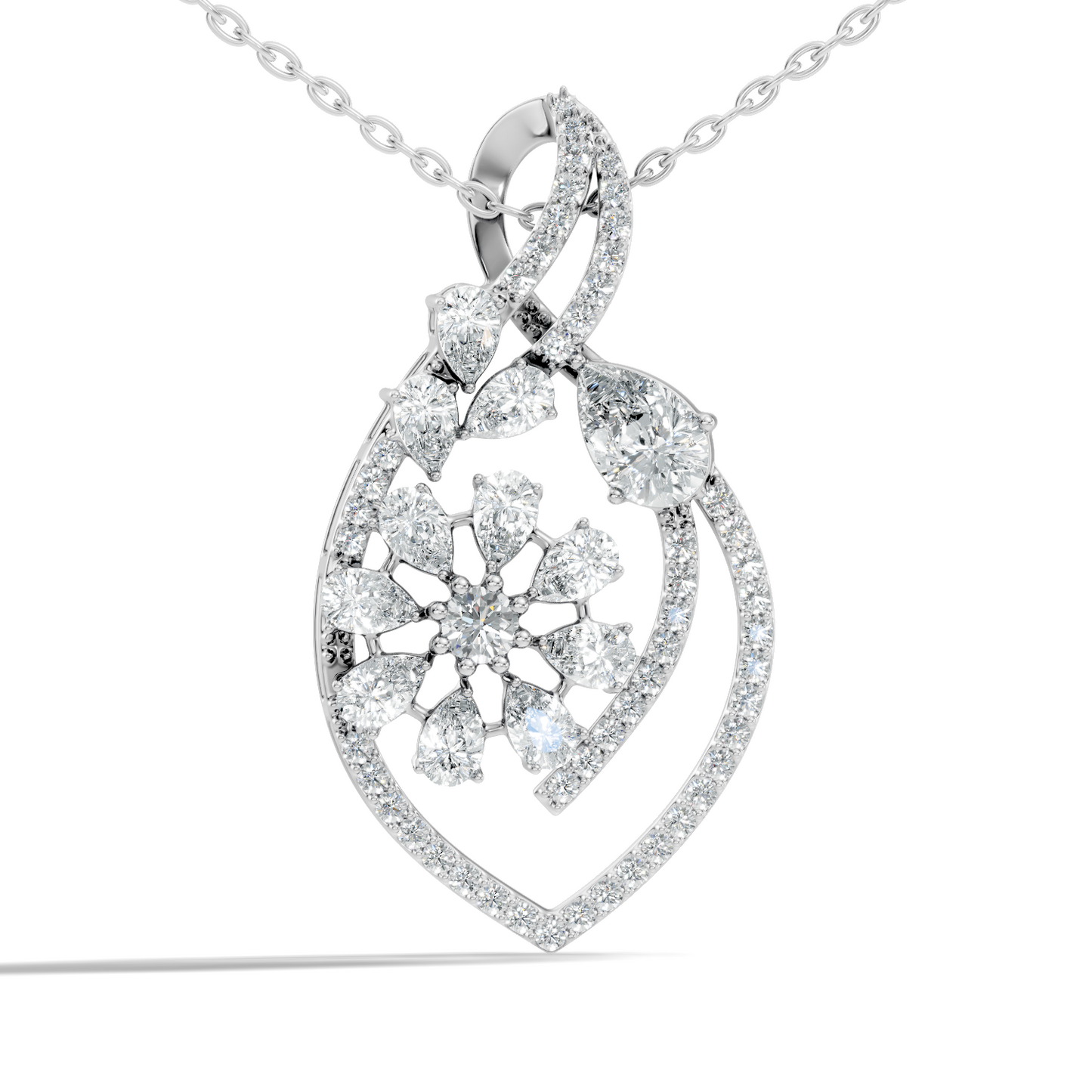 Round And Pear Cut 2.20 Ct Labgrown Diamond Pendant Vintage Jewelry Gift For Women
