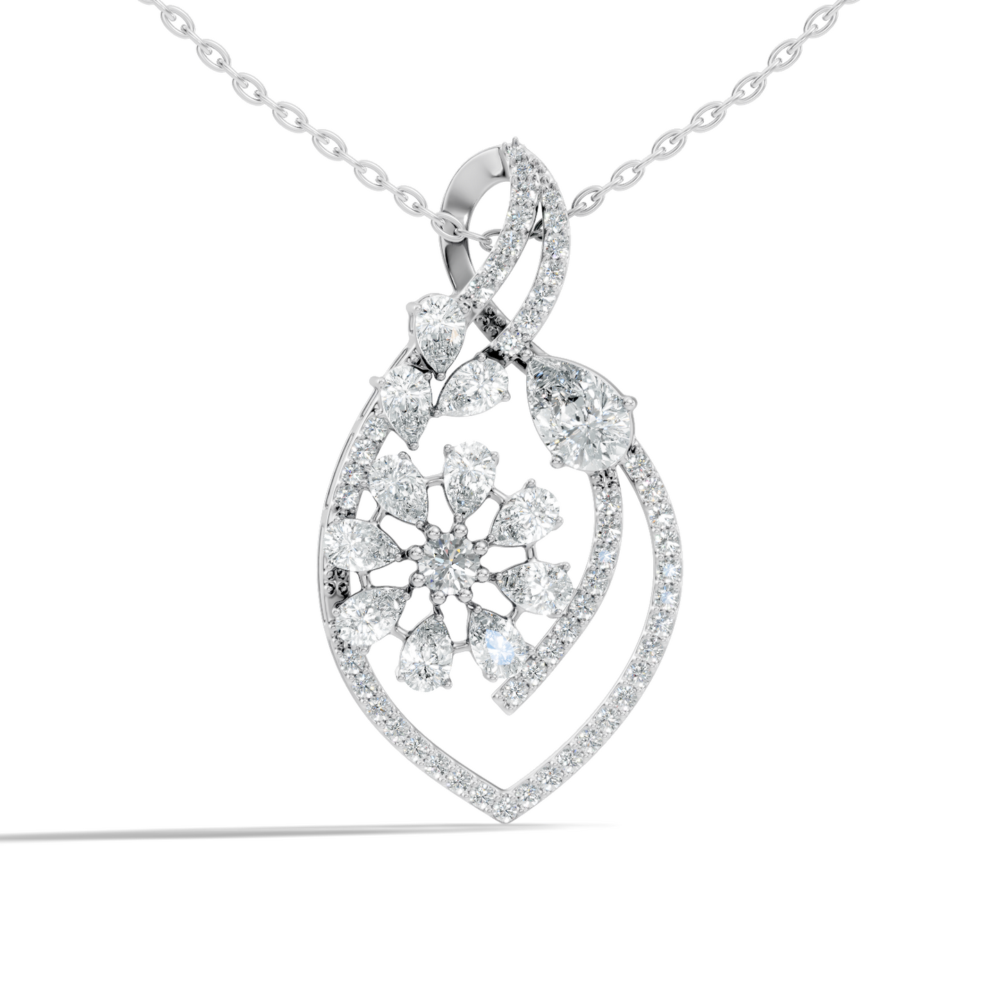 Round And Pear Cut 2.20 Ct Labgrown Diamond Pendant Vintage Jewelry Gift For Women