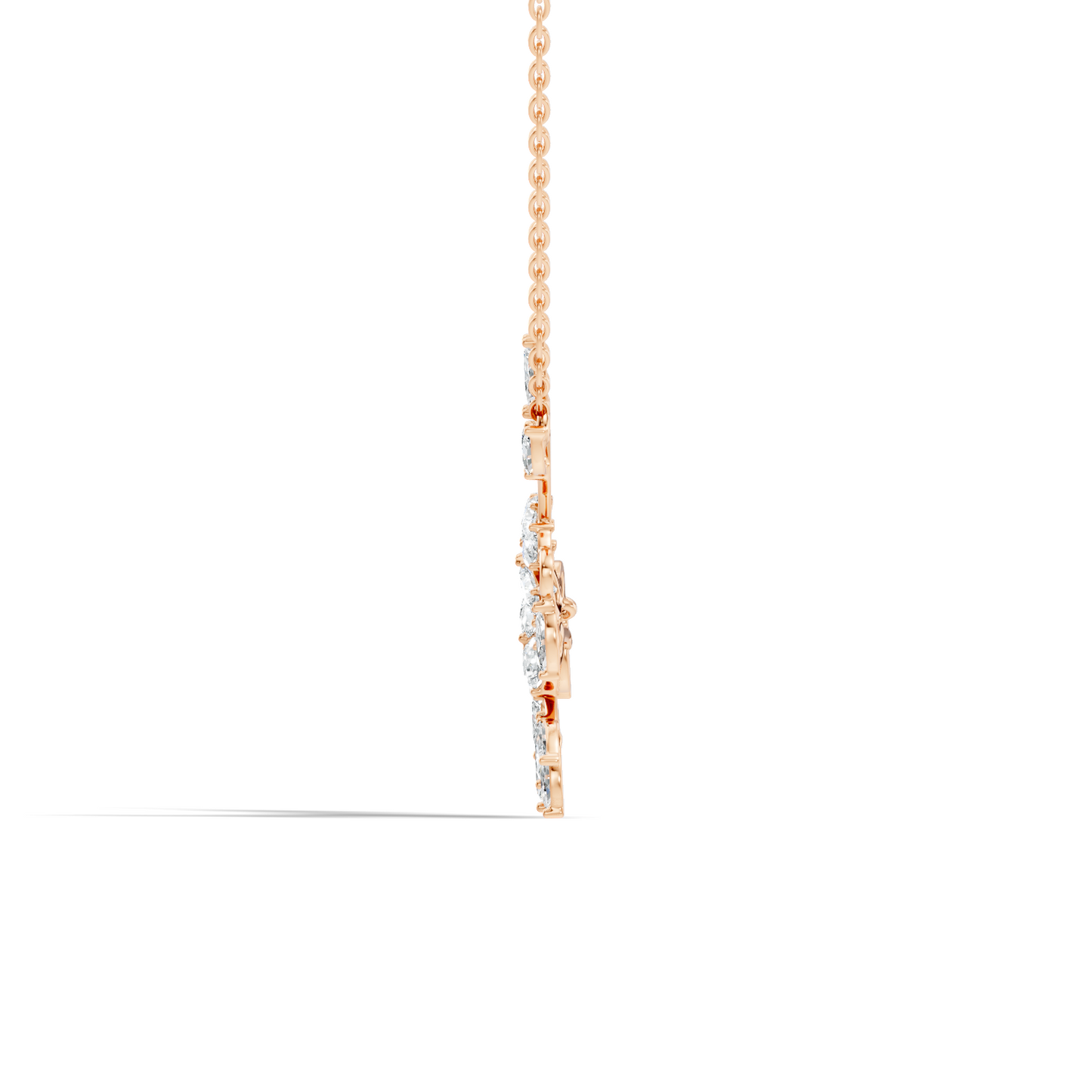 Round Cut Elegant Statement Jewelry For Women New Style Pendant 14k Solid Gold Natural Diamond Golden Blossom