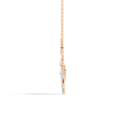 Round Cut Elegant Statement Jewelry For Women New Style Pendant 14k Solid Gold Natural Diamond Golden Blossom