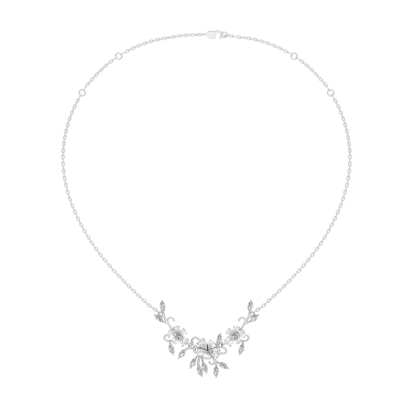 Round Cut Elegant Statement Jewelry For Women New Style Pendant 14k Solid Gold Natural Diamond Golden Blossom