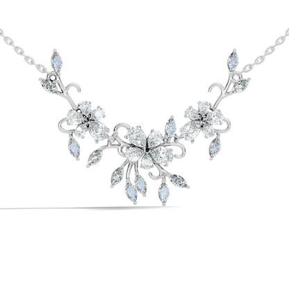 Round Cut Elegant Statement Jewelry For Women New Style Pendant 14k Solid Gold Natural Diamond Golden Blossom