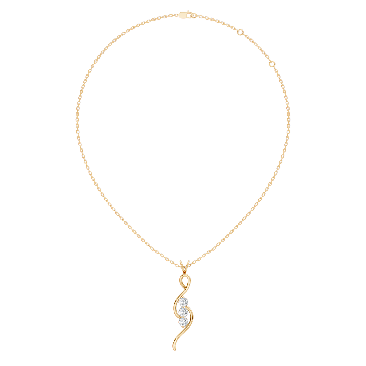 Three-Stone Lab-Grown Diamond Pendant Gold Infinity Minimalist Elegant Jewelry for Women