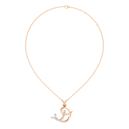 Leaf Swirl Lab-Grown Diamond Pendant 14K Rose GoldNecklace Elegant Nature-Inspired Jewelry