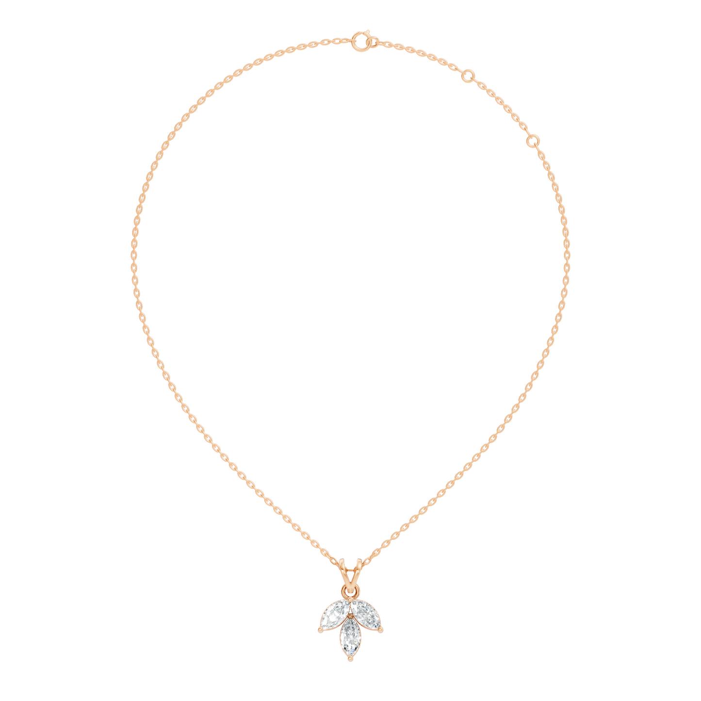 10k Solid Rose Gold Stunning Marquise Cut Lab Grown Diamond Pendant For Women