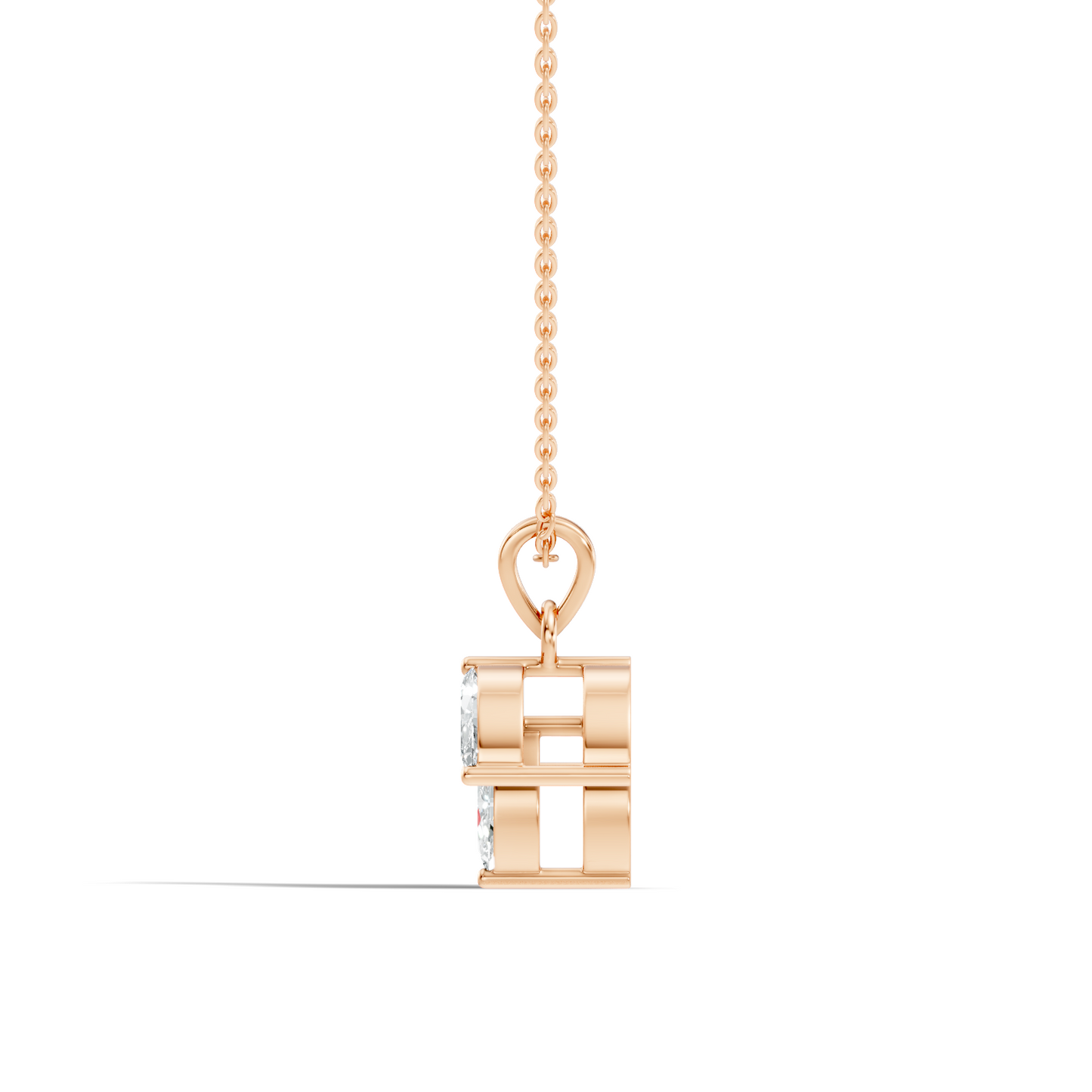 10k Solid Rose Gold Stunning Marquise Cut Lab Grown Diamond Pendant For Women