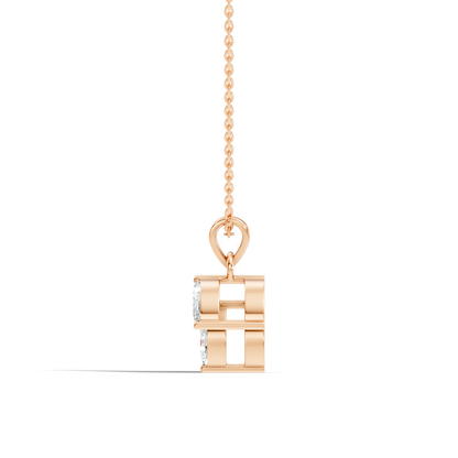 10k Solid Rose Gold Stunning Marquise Cut Lab Grown Diamond Pendant For Women