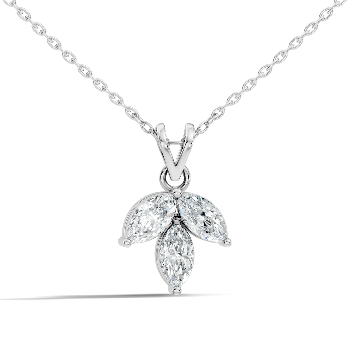 10k Solid Rose Gold Stunning Marquise Cut Lab Grown Diamond Pendant For Women