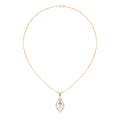 Pear & Round Shape Lab Grown Diamond 10k Solid Rose Gold Elegance Sparkle Diamond Pendant For You
