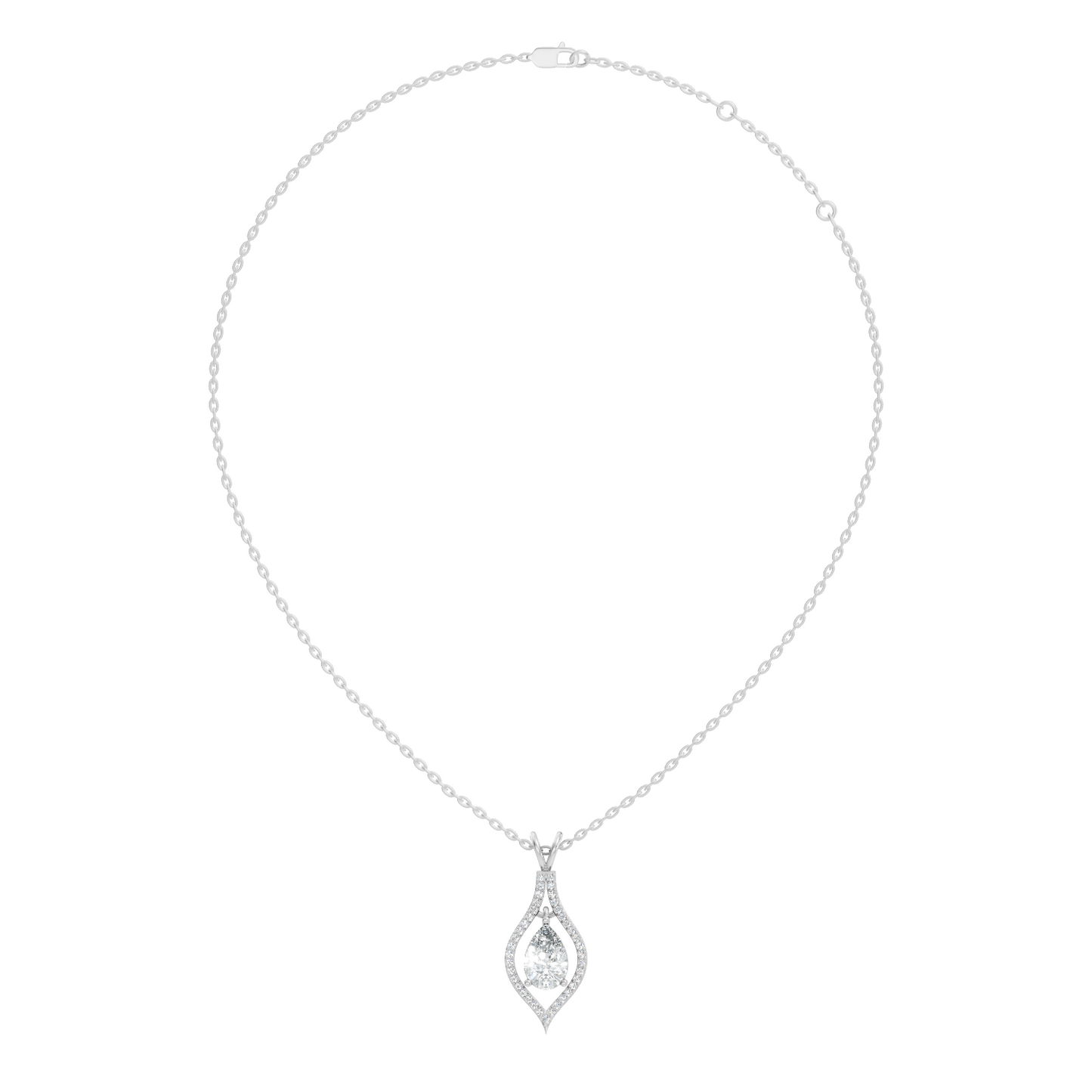 Pear & Round Shape Lab Grown Diamond 10k Solid Rose Gold Elegance Sparkle Diamond Pendant For You