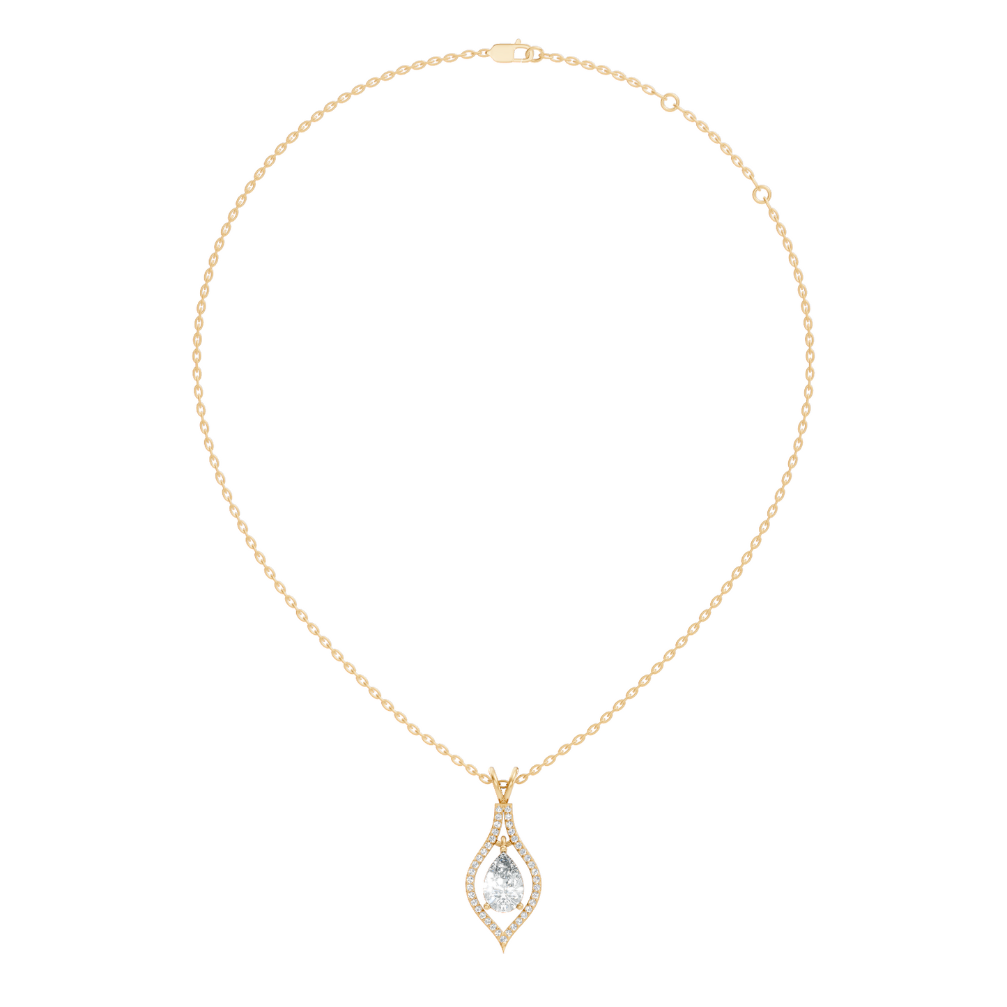 Pear & Round Shape Lab Grown Diamond 10k Solid Rose Gold Elegance Sparkle Diamond Pendant For You