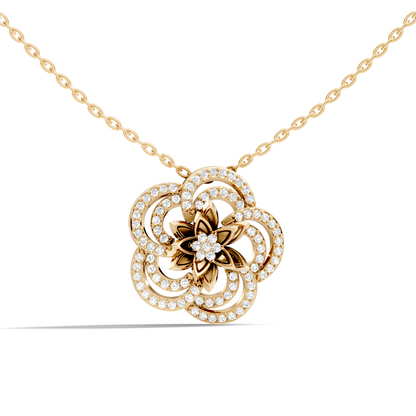 Round Shape 14k Solid Gold Natural-Lab Grown Diamond Elegance New Stlye Pendant For Women