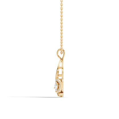 Butterfly Shape Marquise & Round Lab Grown 10k Solid Gold Elegance Minimalist Diamond Pendant For Women