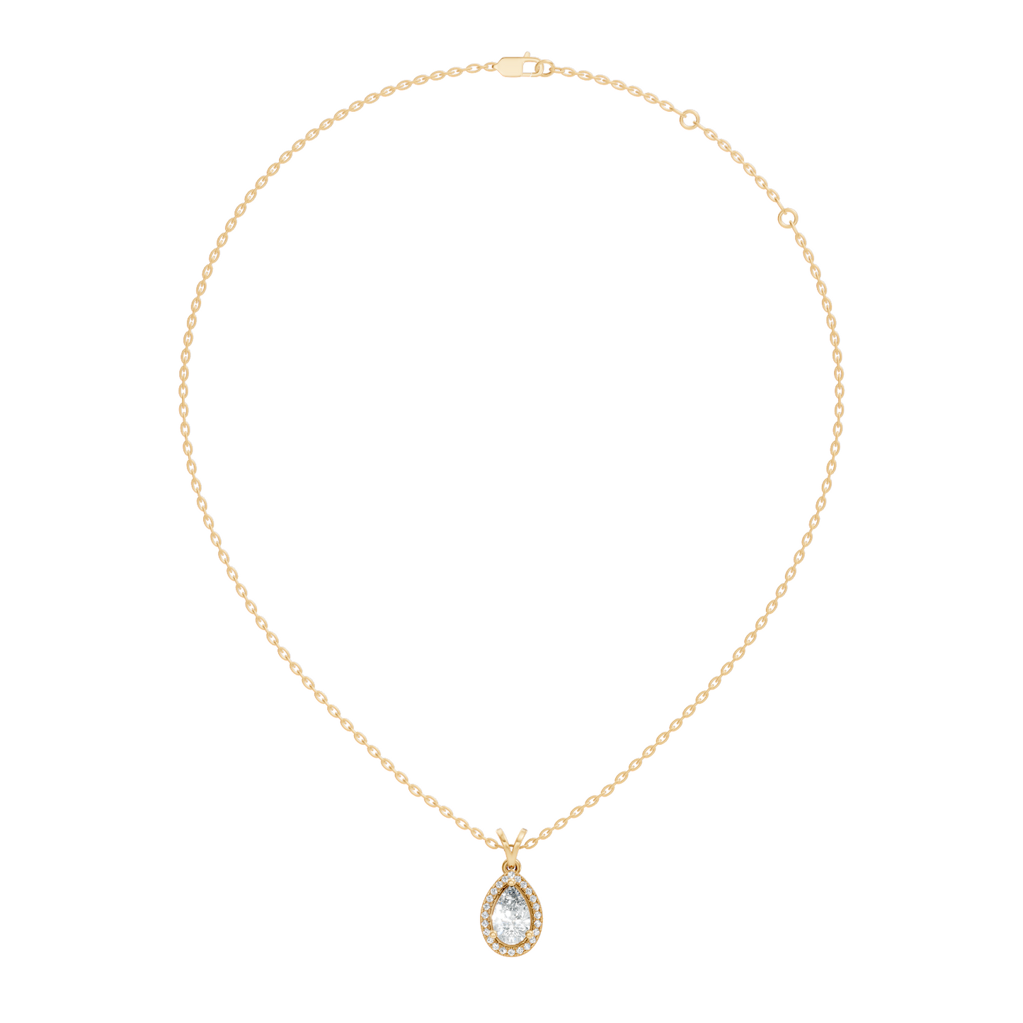 Round & Pear shape Lab Grown Diamond  10k Solid Rose Gold Sizzling Classic Diamond Pendant For Her