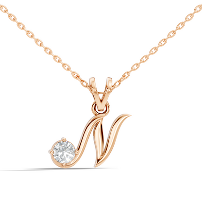 Round Shape New Style Lab Grown Diamond 14k Solid Rose Gold Diamond Pendant For Occasionally Wear