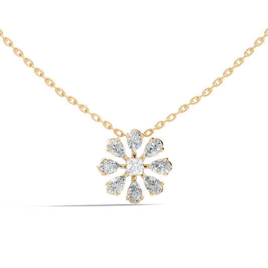 10k Solid White Gold 3.006 Ct Princess-Pear Shape Lab Grown-Natural Diamond Unique Look Diamond Pendant