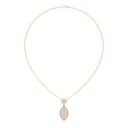 14K Solid Gold Pendant With 0.98 CT Lab-Grown baguette Or Round Diamond Minimalist Jewelry