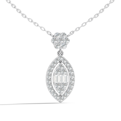 14K Solid Gold Pendant With 0.98 CT Lab-Grown baguette Or Round Diamond Minimalist Jewelry