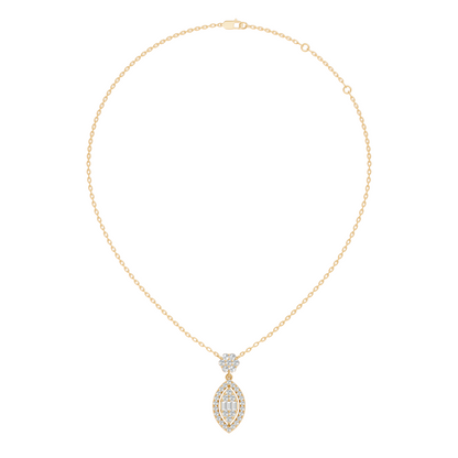 14K Solid Gold Pendant With 0.98 CT Lab-Grown baguette Or Round Diamond Minimalist Jewelry