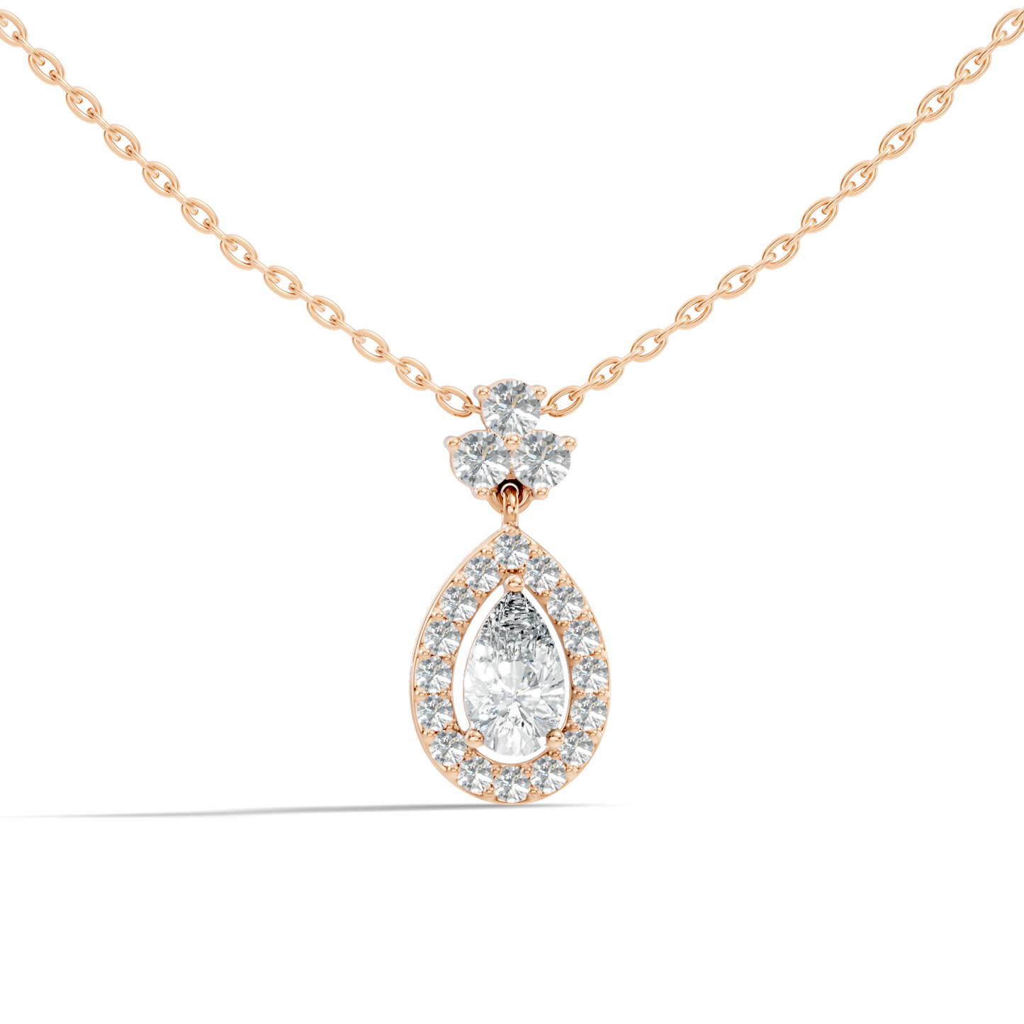 Labgrown Pear Or Round Diamond Sparkling Pendant Halo Diamond Teardrop pendant perfect Anniversary Gift For Women's