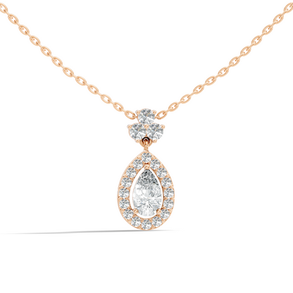 Labgrown Pear Or Round Diamond Sparkling Pendant Halo Diamond Teardrop pendant perfect Anniversary Gift For Women's
