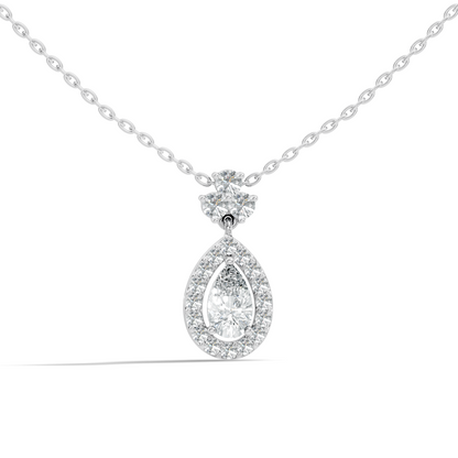 Labgrown Pear Or Round Diamond Sparkling Pendant Halo Diamond Teardrop pendant perfect Anniversary Gift For Women's