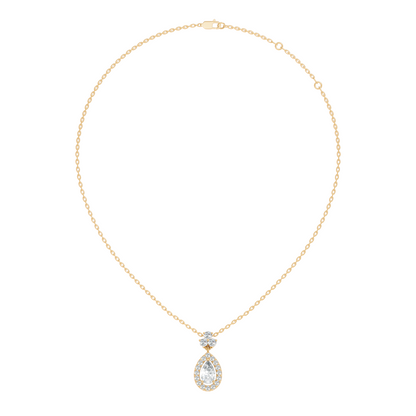 Labgrown Pear Or Round Diamond Sparkling Pendant Halo Diamond Teardrop pendant perfect Anniversary Gift For Women's