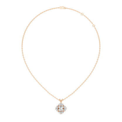 Vintage Labgrown Diamond Pendant with Emerald Cut Center & Pear Side Diamonds Gift For Her