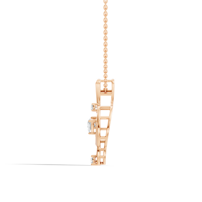 14K Solid Gold Heart Cut Diamond Pendant Round Handcrafted Necklace Gift For Her