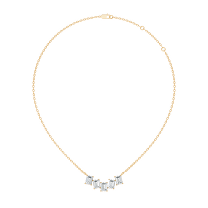 Labgrown Emerald Diamond Tennis Necklace Pendant With 2.45 CT Sparkling Gift for Her