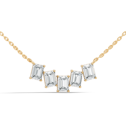 Labgrown Emerald Diamond Tennis Necklace Pendant With 2.45 CT Sparkling Gift for Her