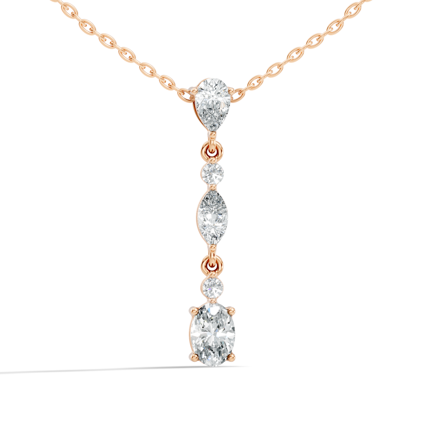 14k Solid Gold Pendant Necklace with Lab-Grown Diamond Statement Piece For Her