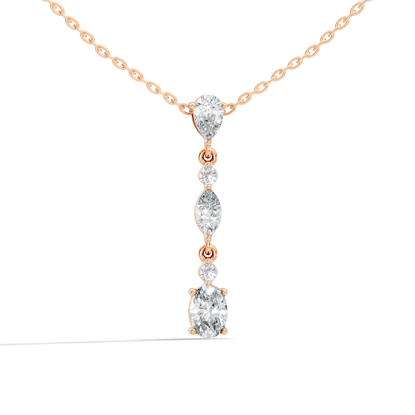 14k Solid Gold Pendant Necklace with Lab-Grown Diamond Statement Piece For Her