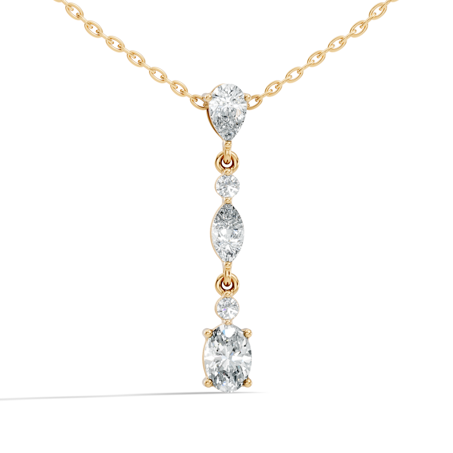 14k Solid Gold Pendant Necklace with Lab-Grown Diamond Statement Piece For Her