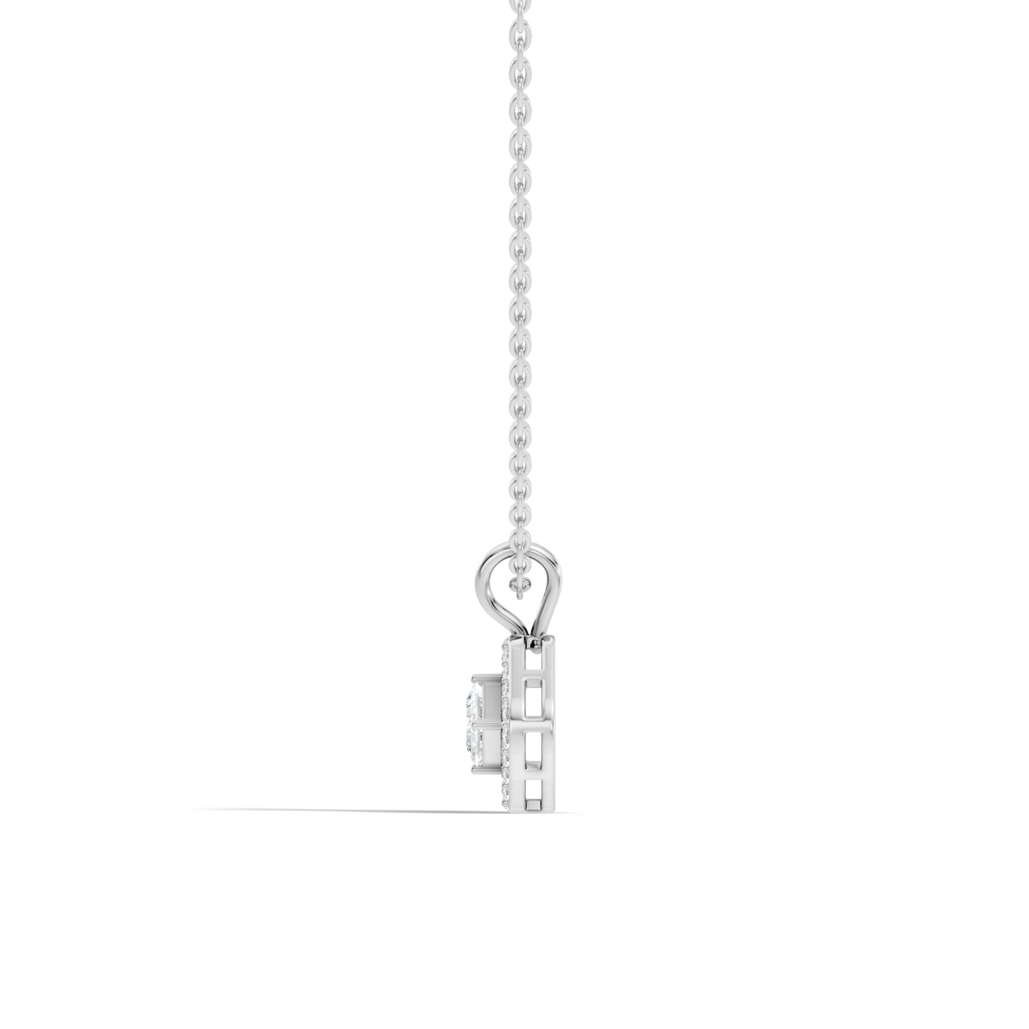 Colorless Lab Diamond Princess Cut Pendant Necklace 0.45 Ct Round Accent Gift for Her