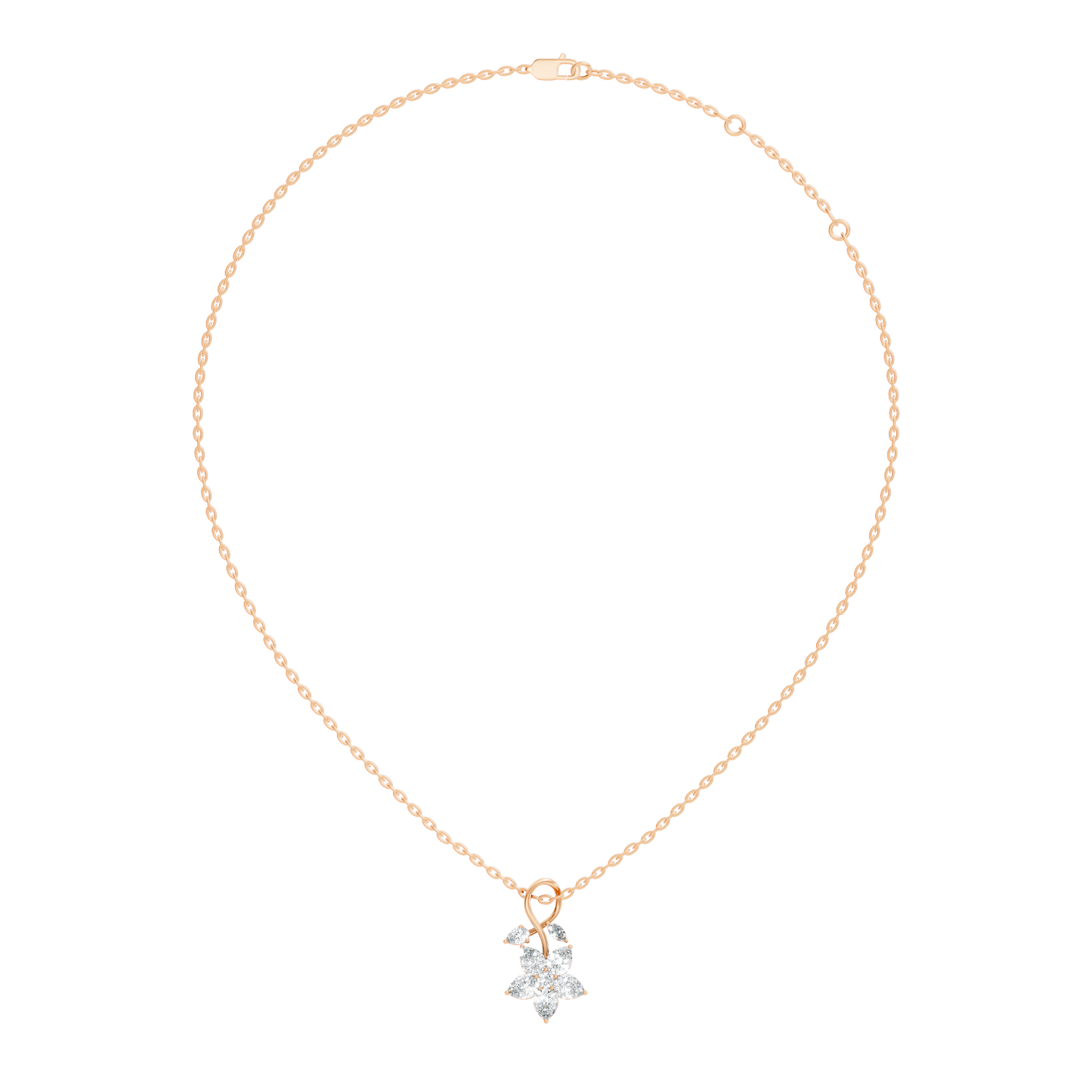 1.24 CT Lab Grown Marquise/Pear Diamond Pendant Floral Inspired Jewelry In 14K Solid Gold