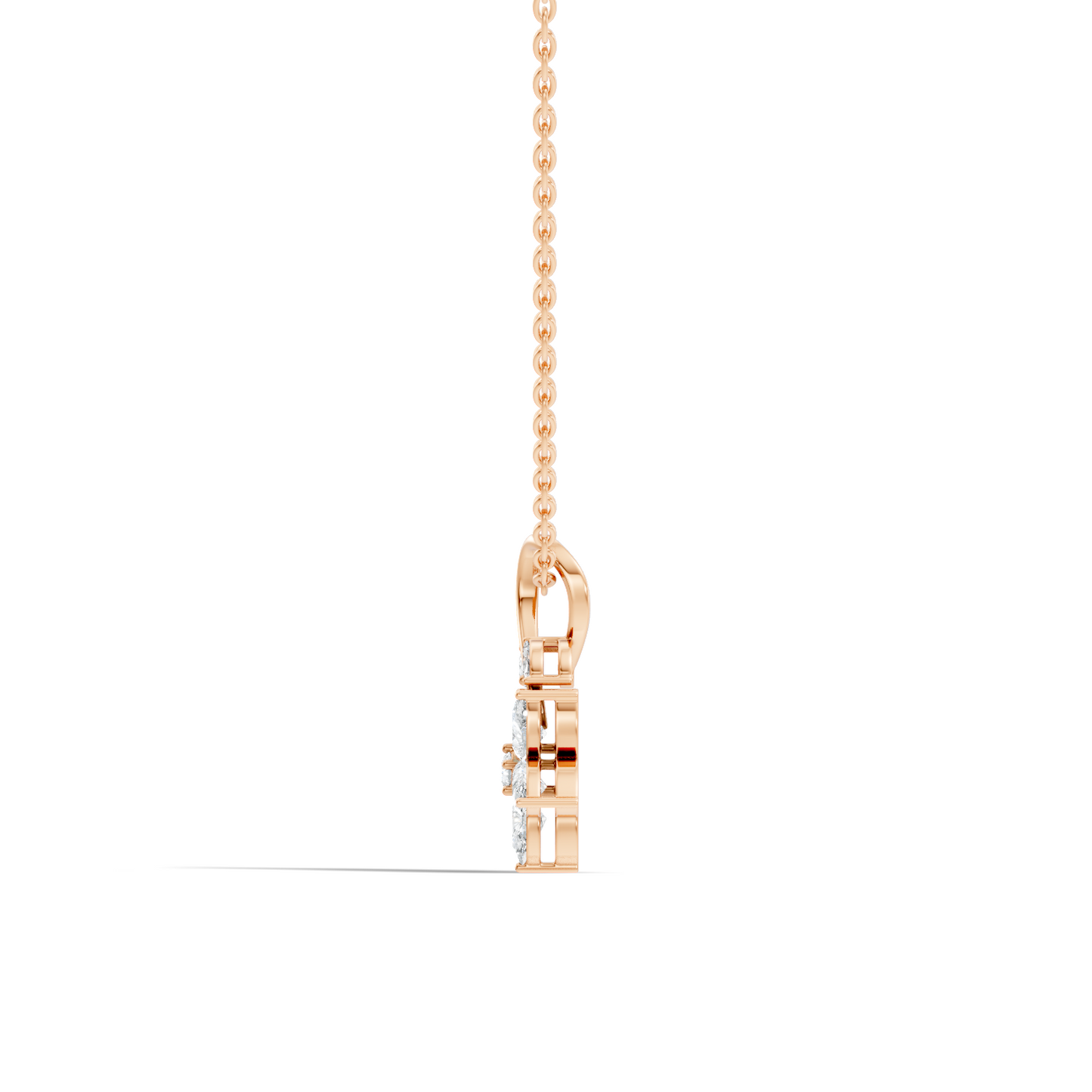 1.24 CT Lab Grown Marquise/Pear Diamond Pendant Floral Inspired Jewelry In 14K Solid Gold