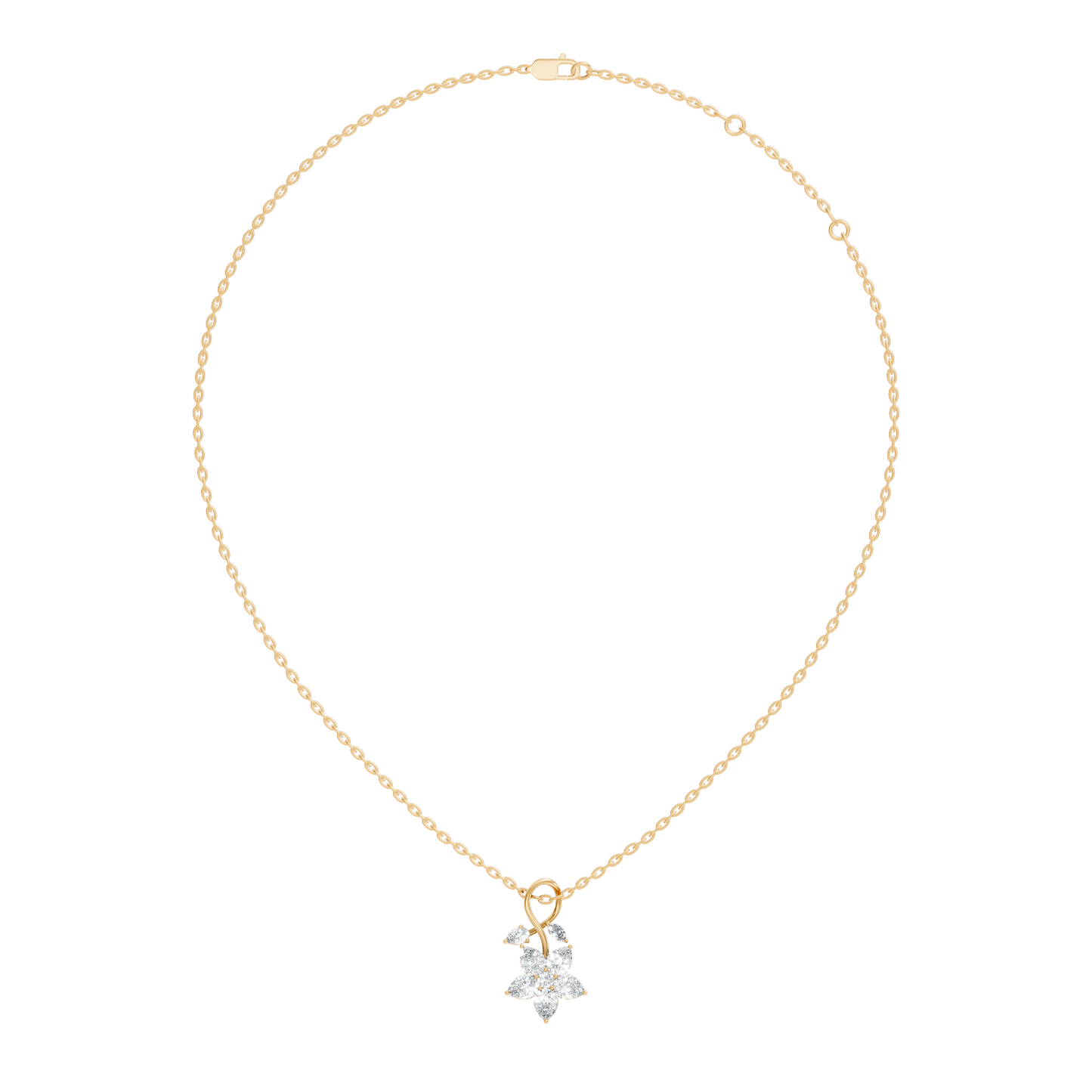1.24 CT Lab Grown Marquise/Pear Diamond Pendant Floral Inspired Jewelry In 14K Solid Gold