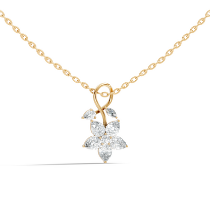 1.24 CT Lab Grown Marquise/Pear Diamond Pendant Floral Inspired Jewelry In 14K Solid Gold