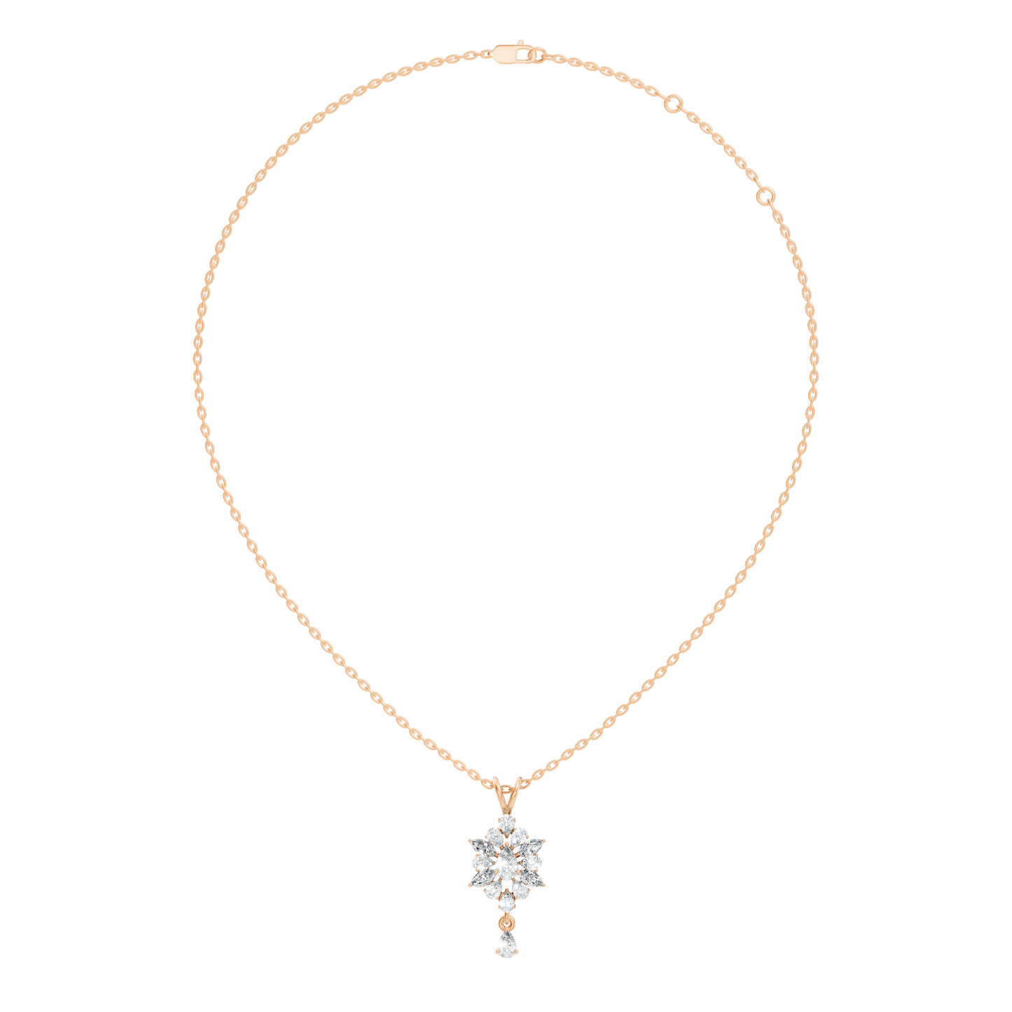 14K Solid Yellow Gold Pendant with 1.87 CT Lab-Grown Pear or Marquise Cut Diamond