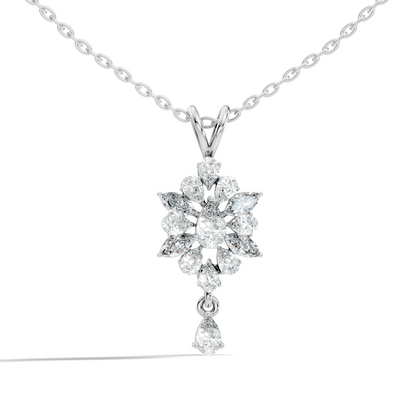 14K Solid Yellow Gold Pendant with 1.87 CT Lab-Grown Pear or Marquise Cut Diamond