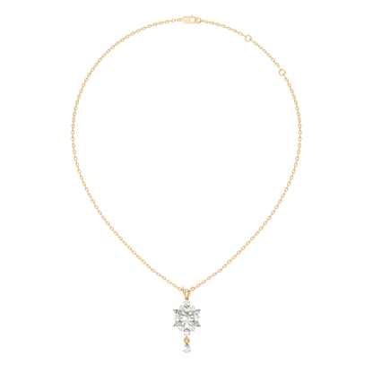 14K Solid Yellow Gold Pendant with 1.87 CT Lab-Grown Pear or Marquise Cut Diamond