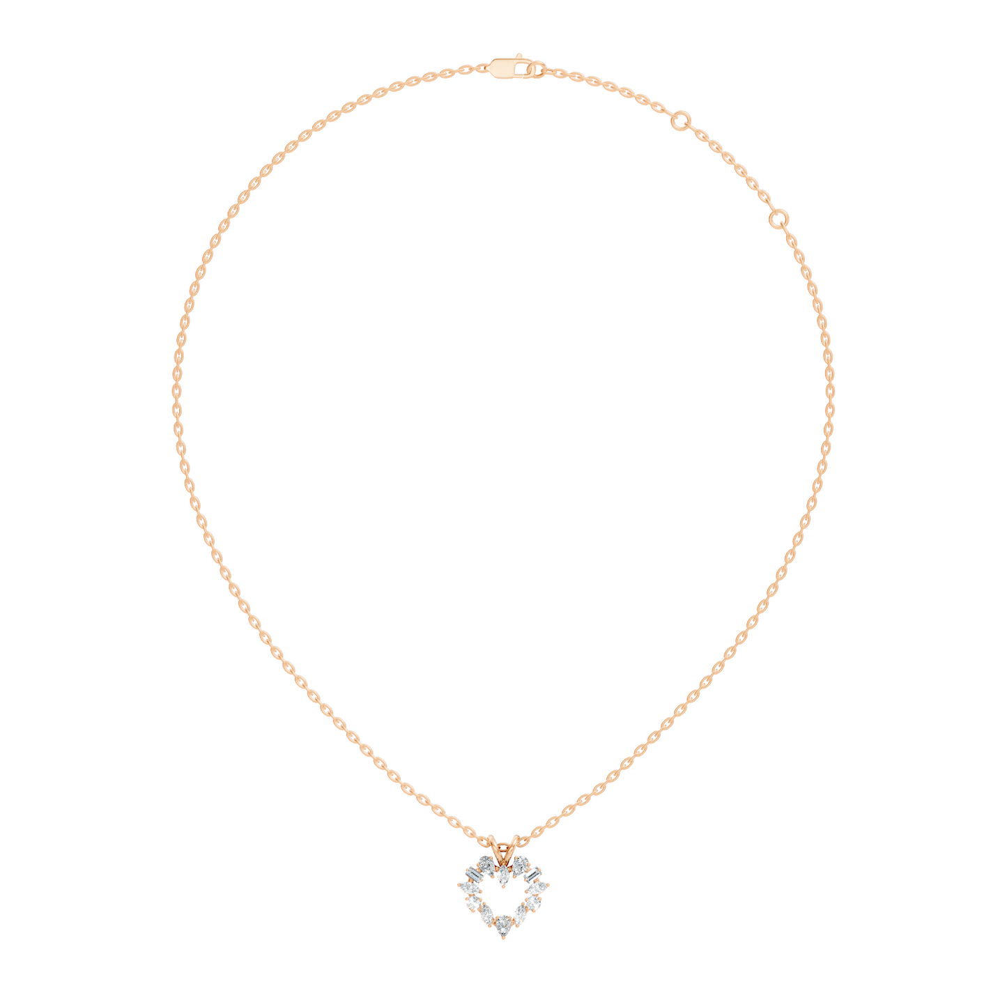 Princess Cut Diamond Necklace Pendant In 14K Solid Gold Anniversary Gift