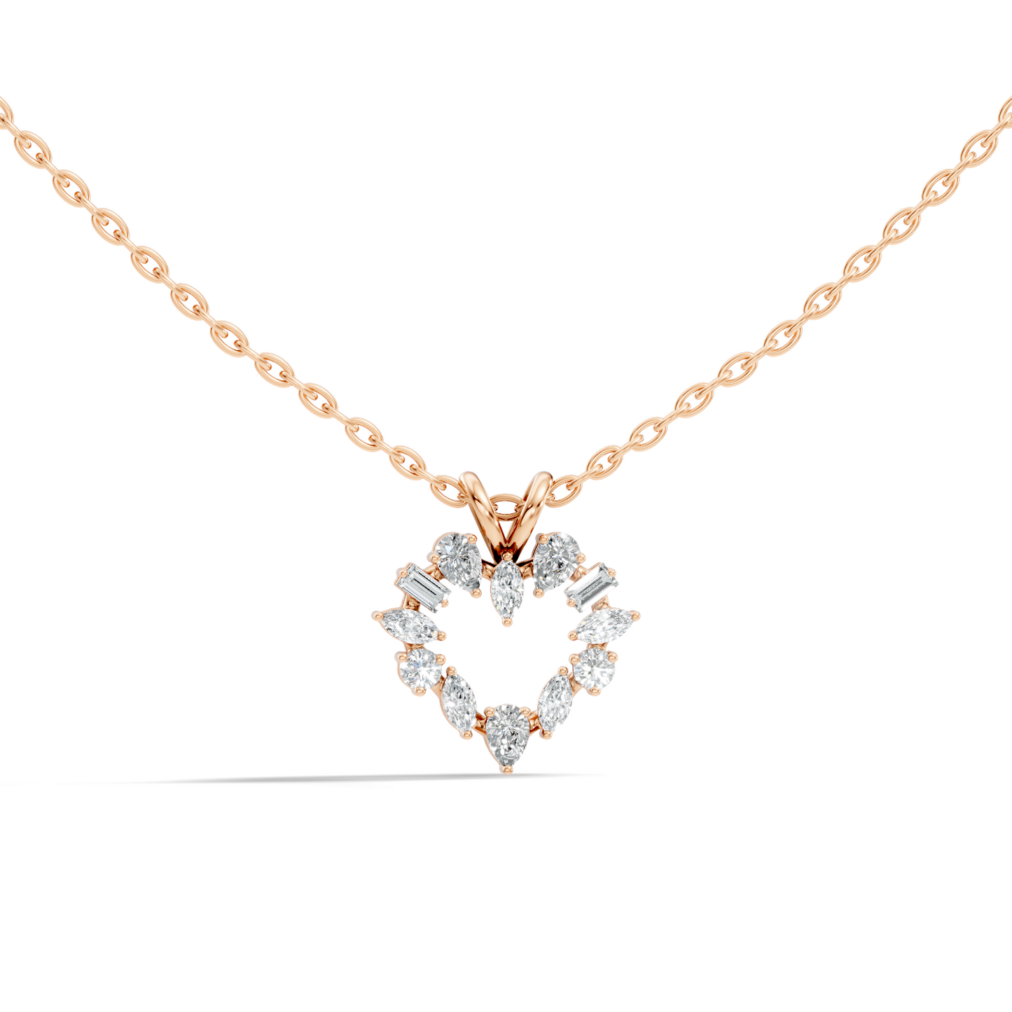 Princess Cut Diamond Necklace Pendant In 14K Solid Gold Anniversary Gift