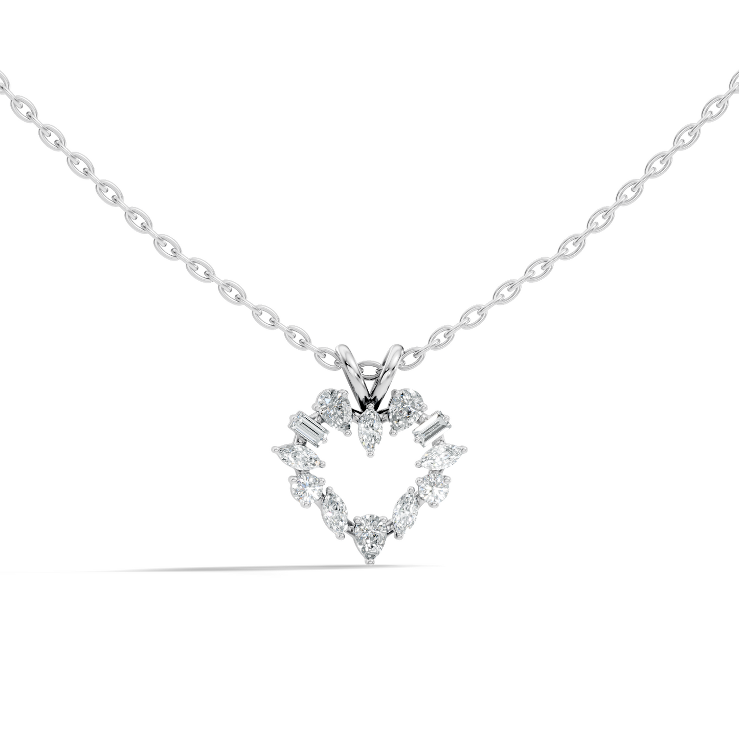 Princess Cut Diamond Necklace Pendant In 14K Solid Gold Anniversary Gift