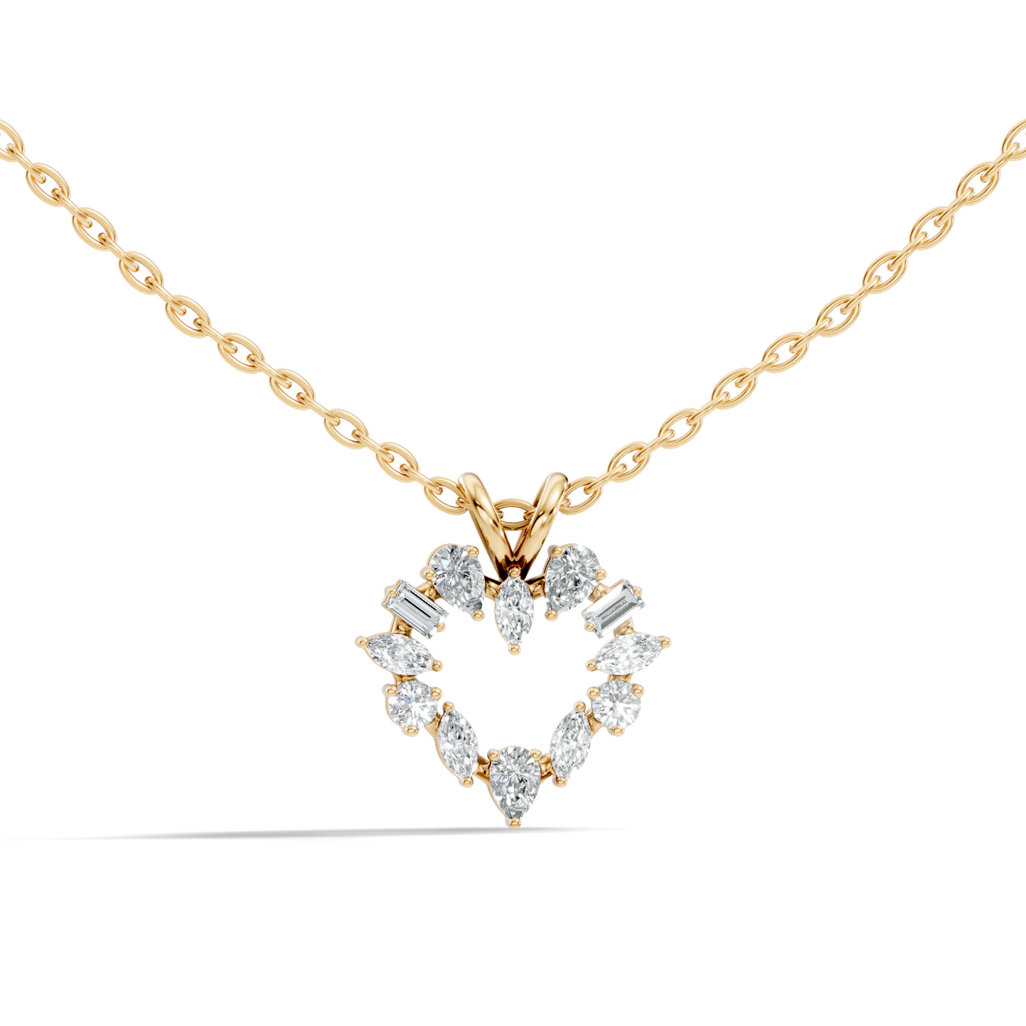 Princess Cut Diamond Necklace Pendant In 14K Solid Gold Anniversary Gift